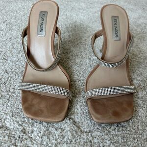 Steve Madden Tan Heeled Sandals with Rhinestones 10